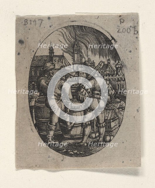 The sentinel at the powder kegs. Creator: Beham, Hans Sebald (1500-1550).