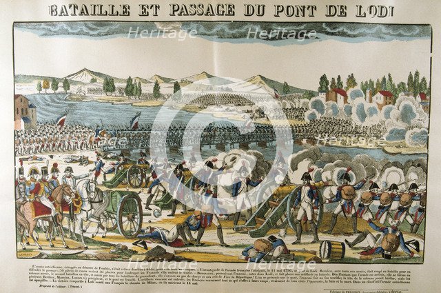 'Battle and crossing of Bridge of Lodi', 11 May, 1796. Artist: Francois Georgin