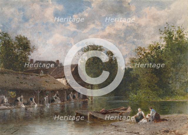 Les Lavandières (Washerwomen), 1870-1880. Creator: Eugène Cicéri (French, 1813-1890).