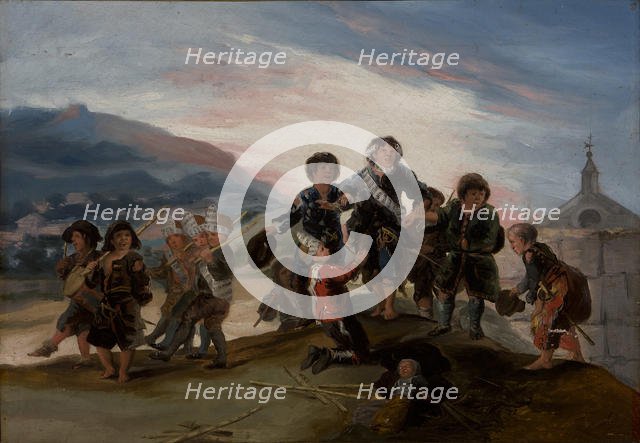 Children Playing Soldiers (Niños jugando a soldados), 1786. Creator: Goya, Francisco, de (1746-1828).