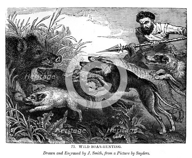Wild boar hunting, c1600-1650 (1843).  Creator: J Smith.
