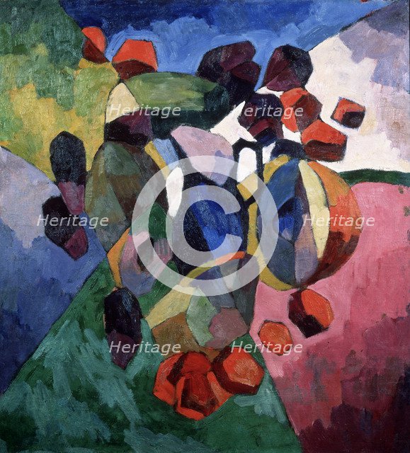 Blue jug and fruits, 1913. Artist: Lentulov, Aristarkh Vasilyevich (1882-1943)