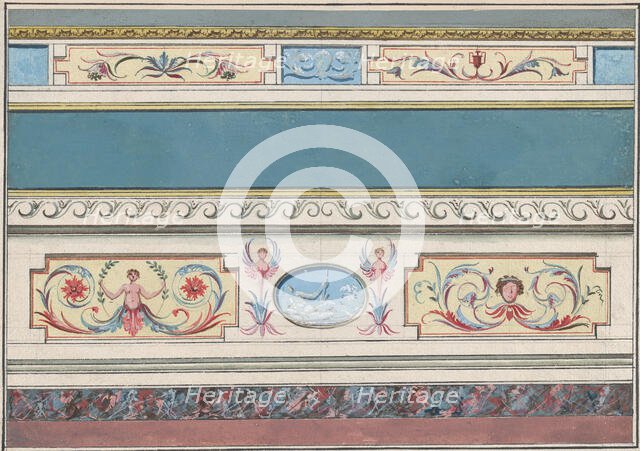 Design for the Decoration of a Cornice and Dado with Neoclassical Motifs, ca. 1760-1782. Creator: Attributed to Guiseppe Mannocchi.