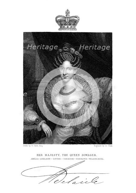 Adelaide of Saxe-Meiningen, Queen Consort of William IV of the United Kingdom, 19th century.Artist: H Cock