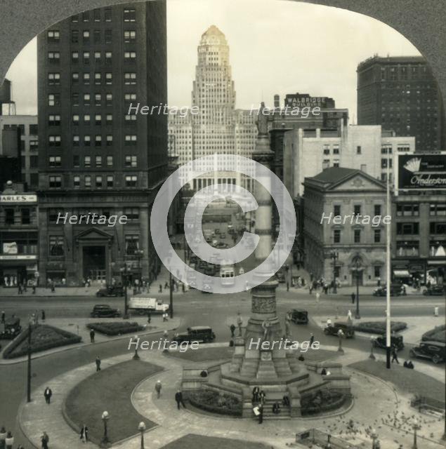 'Looking across Lafayette Square from the Public Library to McKinley Monument and City Hall, Buffalo Creator: Unknown.