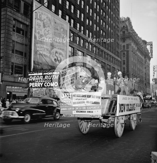 Portrait of Kaiser Marshall, Art Hodes, Sandy Williams, Cecil (Xavier)...Times Square, N.Y., 1947. Creator: William Paul Gottlieb.