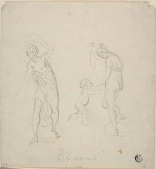 Two Sketches: Standing Woman, Woman Dancing with Child, n.d. Creator: Giovanni Battista Cipriani.