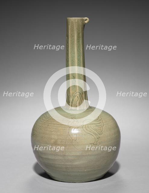Long-necked Bottle with Incised Floral Design, 918-1392. Creator: Unknown.
