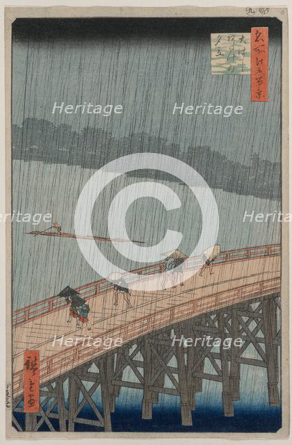 Sudden Shower over Shin-Ohashi Bridge and Atake..., 1857. Creator: Ando Hiroshige (Japanese, 1797-1858).