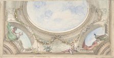 Design for Trompe L'Oeil Ceiling for Dining Room, Hôtel de Trévise, 1850-1910. Creators: Jules-Edmond-Charles Lachaise, Eugène-Pierre Gourdet.