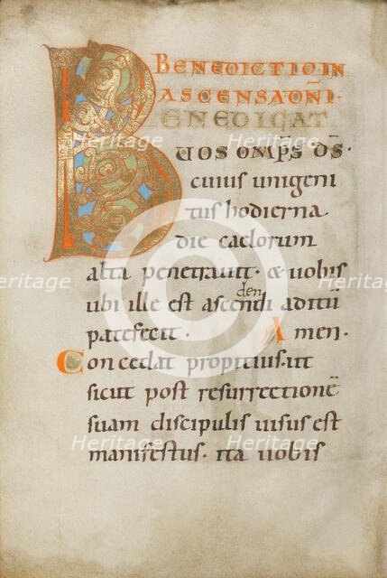 Decorated Initial B; Benedictional, about 1030-1040. Creator: Unknown.