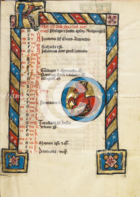 Zodiacal Sign of Taurus; Psalter, third quarter of 13th century. Creator: Unknown.
