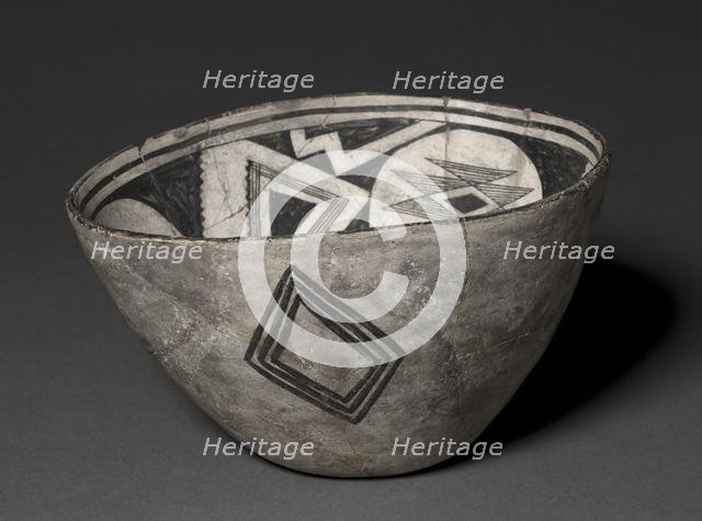 Bowl with Geometeric Design, Warped (Three-part Design), c 1000- 1150. Creator: Unknown.