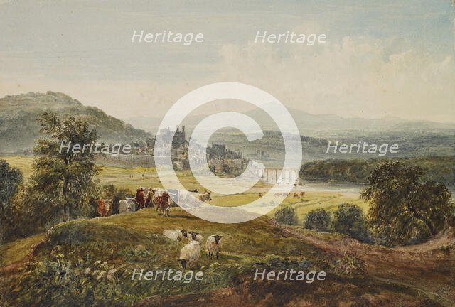 Landscape with a Bridge, Hay-on-Wye, c1830s. Creator: David Cox the Elder.