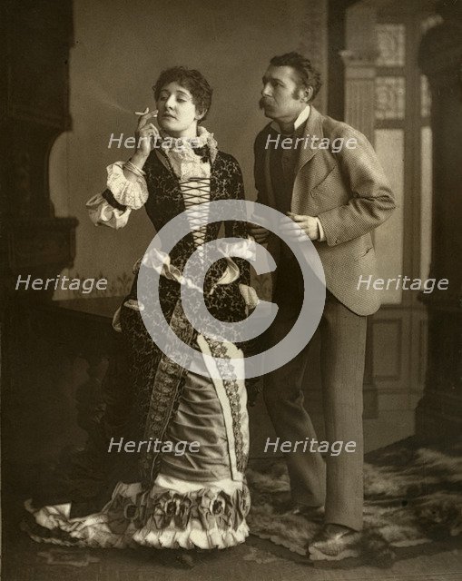 Mary Rorke and Charles Wyndham, British actors, 1882. Artist: Brown, Barnes & Bell