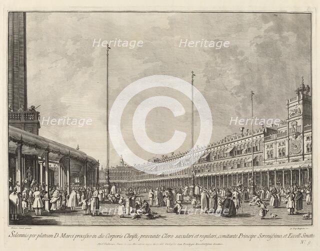 Procession on Corpus Christi Day in the Piazza San Marco, 1763/1766. Creator: Giovanni Battista Brostoloni.