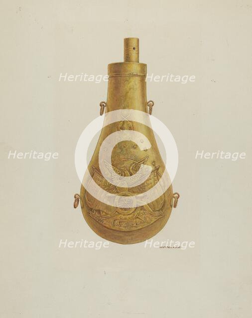 Powder Flask, c. 1940. Creator: Randolph F Miller.