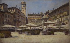 Piazza delle Erbe in Verona, c1900. Creator: Aleksander Gierymski.
