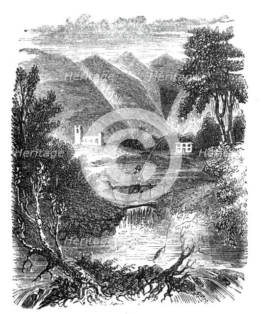 Salmon fishing, Strand's Bridge, Vale of Rutland, 1842. Creator: Unknown.