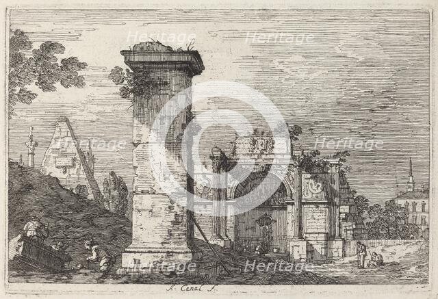 Landscape with Ruined Monuments, c. 1740. Creator: Canaletto.