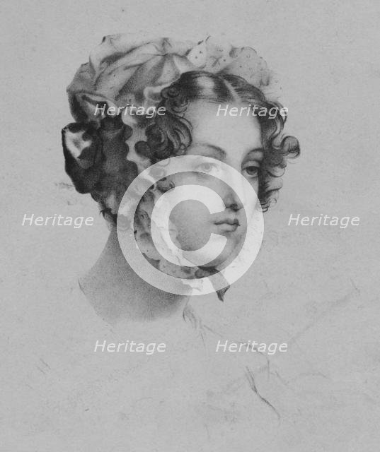 Woman wearing a bonnet, 1820s. Creator: Mademoiselle Formentin.