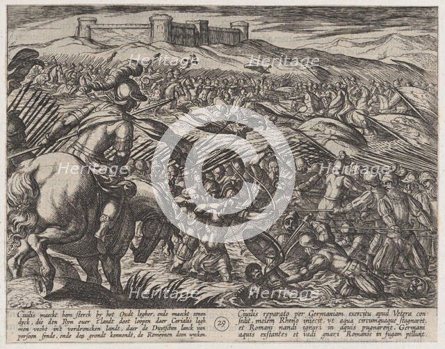 Plate 29: Civilis Floods the Land by Defensively Breaking the Dikes, from The War of the R..., 1611. Creator: Antonio Tempesta.