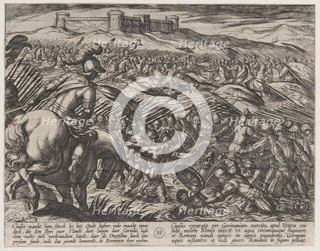 Plate 29: Civilis Floods the Land by Defensively Breaking the Dikes, from The War of the R..., 1611. Creator: Antonio Tempesta.