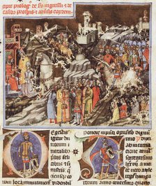 Hungarian conquest of the Carpathian Basin. Miniature from the Chronicon Pictum, ca 1365. Creator: Mark of Kalt (Kalti Mark) (active 1336-1373).