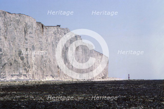 Chalk Cliffs and Lighthouse at Beachy Head, Sussex, 20th century. Artist: CM Dixon.
