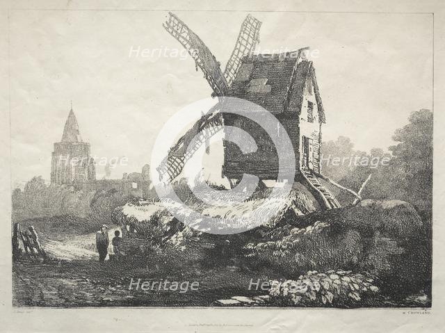 A Series of Ancient Buildings and Rural Cottages in the North of England: At Crowland, Windmill, 182 Creator: Samuel Prout (British, 1783-1852).