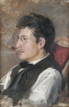 Carl Johansson (1863-1944), artist, painter, married to Märta Berglund, 1884. Creator: Karl Robert Lundberg.