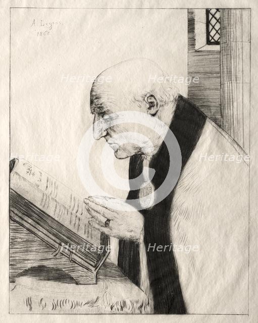 Reading the Office, 1868. Creator: Alphonse Legros (French, 1837-1911).