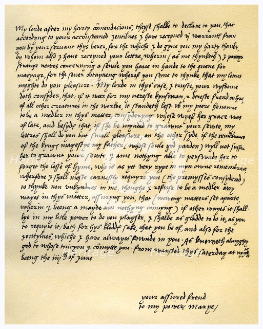 Letter from Queen Mary I to Lord Seymour of Sudeley, 4th June 1547.Artist: Queen Mary I