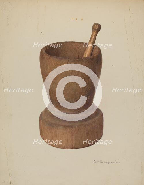 Mortar and Pestle, 1939. Creator: Carl Buergerniss.