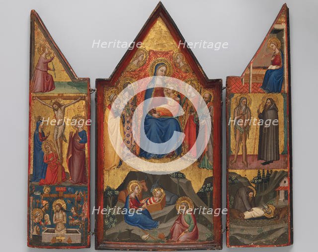 Madonna and Child Enthroned with Saints... , and (below) the Nativity..., ca. 1380-90. Creator: Matteo di Pacino.