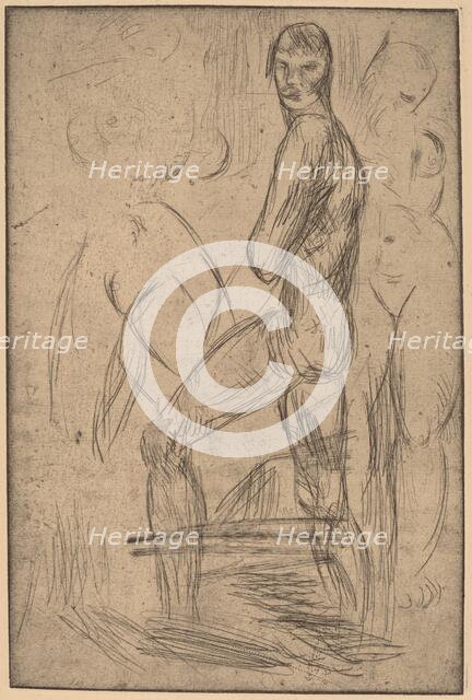 Standing Male Nude and Two Female Nudes, 1914. Creator: Wilhelm Lehmbruck.