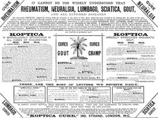 Advertisement for Koptica, the famous Persian Herbal Specific, 1890. Creator: Unknown.