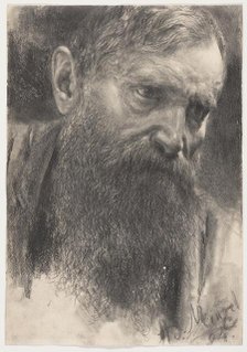 Head of a Bearded Man in Half-Profile, 1894. Creator: Adolph Menzel.