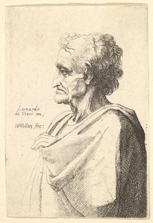 Man with doleful expression to left with hand emerging from cloak, 1625-77. Creator: Wenceslaus Hollar.