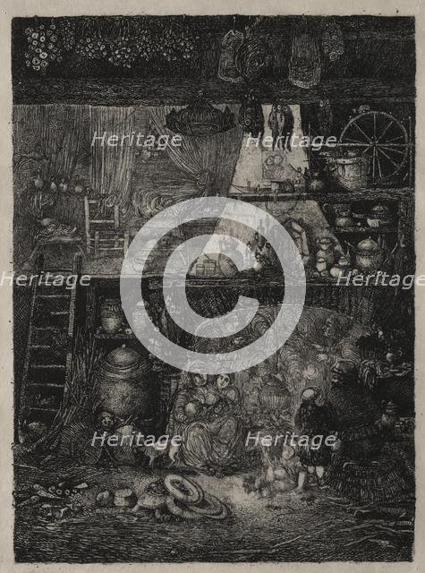 Peasant Interior in the Haute-Garonne, 1858. Creator: Rodolphe Bresdin (French, 1822-1885).