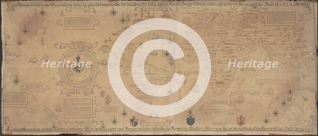 World Map (Propoganda), 1529. Artist: Ribeiro, Diogo (?-1533)