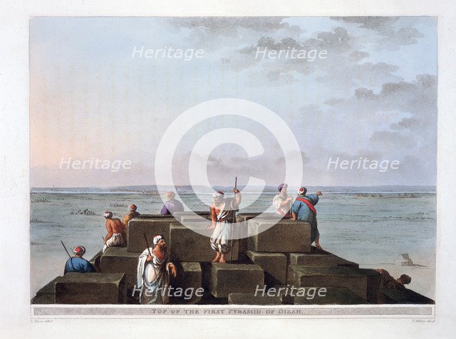 'Top of the First Pyramid of Gizah', 1801. Artist: Thomas Milton
