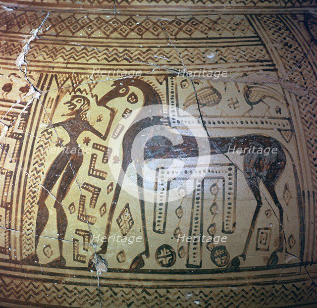 Detail from a Greek geometric period vase, 9th century BC. Artist: Unknown