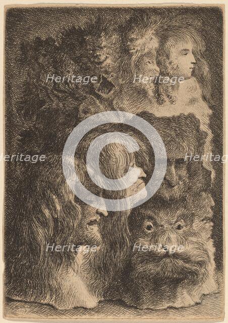 Fantastic Heads, 1638. Creator: Jacob III de Gheyn.