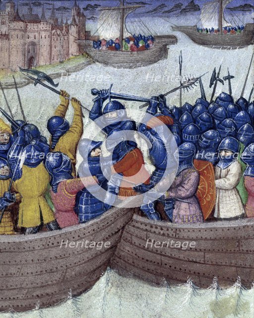 Sea battle, 15th century. Creator: Unknown.