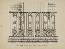 Cast Iron Balcony Railing, c. 1936. Creator: Ray Price.