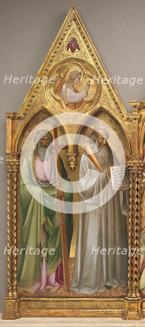 Saint Andrew and Saint Benedict with the Archangel Gabriel [left panel], shortly before 1387. Creator: Agnolo Gaddi.