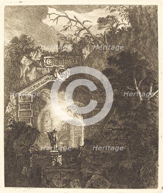 Figure Standing under a Stone Arch, 1768. Creator: Jean-Laurent Legeay.