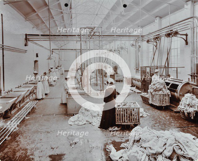The laundry room, Long Grove Hospital, Surrey, 1910. Artist: Unknown.
