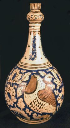 Pear-Shaped Bottle with Birds, Iran, 17th century. Creator: Unknown.